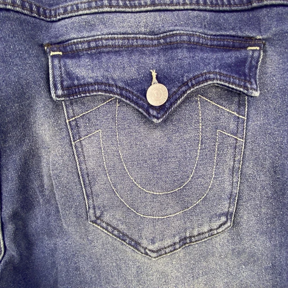True Religion Geno Slim Flap Jeans Mens 44 Blue Medium Toasted Cinnamon Wash Y2K